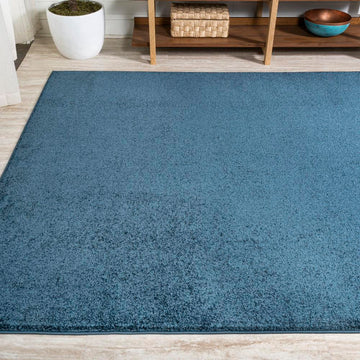 Haze Solid Low-pile Area Rug Navy